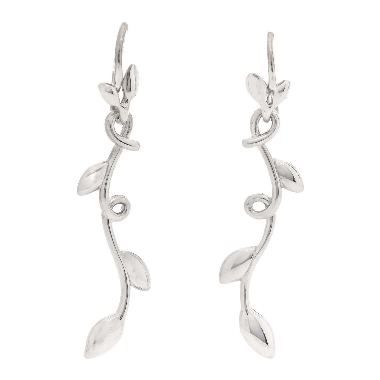 Tiffany Sterling Silver Paloma Picasso Olive Leaf Dangle Earrings 1 of 4