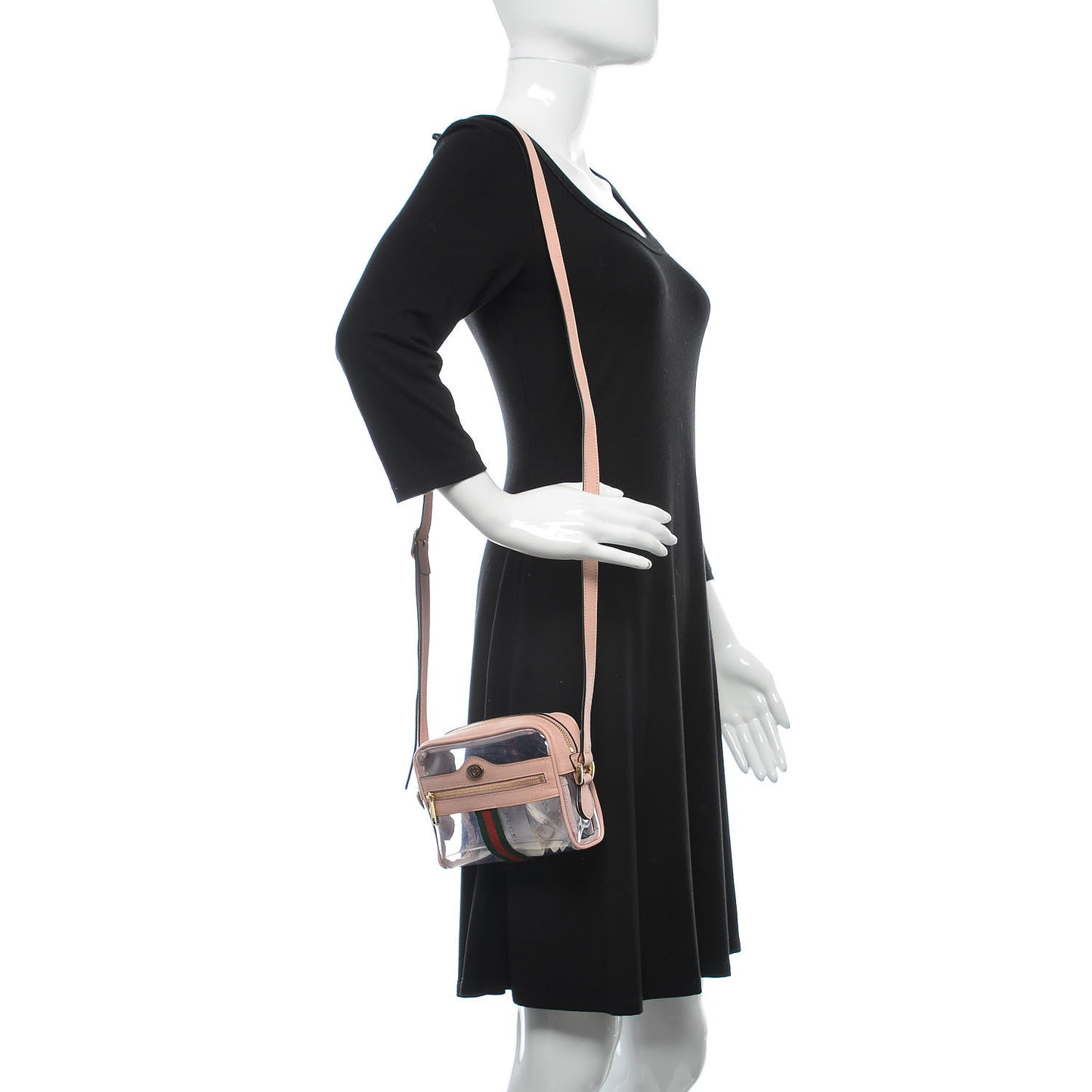 Vinyl Web Mini Ophidia Transparent Shoulder Bag Perfect Pink