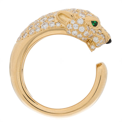 Cartier 18K Yellow Gold Diamond Tsavorite Onyx Panthere De Cartier Band Ring 48 4.5 3 of 11