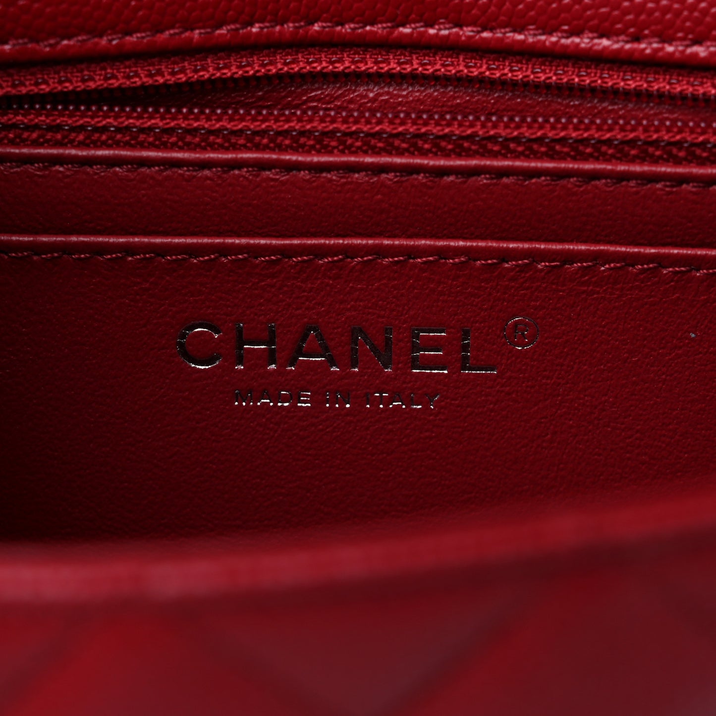 Caviar Quilted Mini Rectangular Flap Red