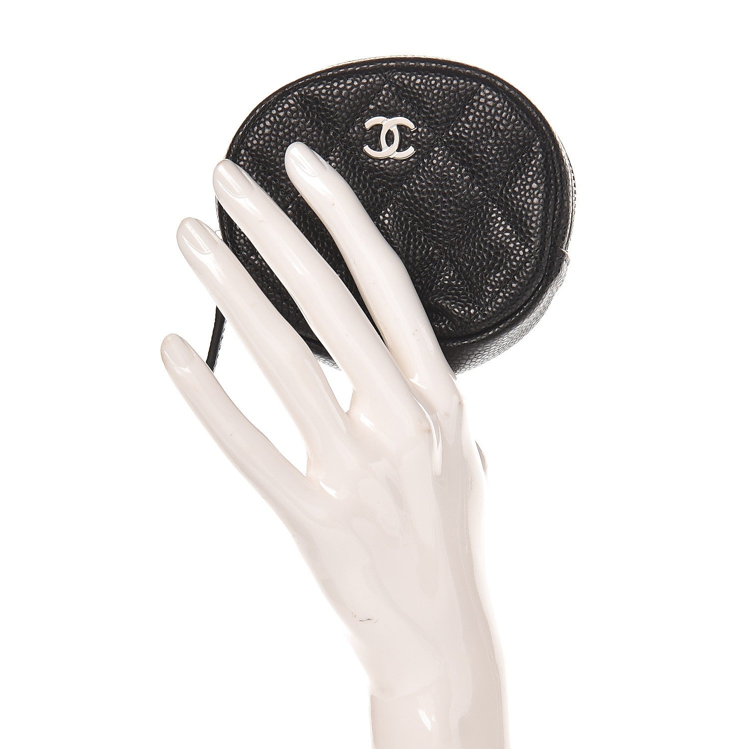 Chanel Metallic Caviar Quilted Zip Around Classic Coin Purse Black 2 of 8