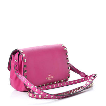 Valentino Garavani Vitello Mini Rockstud Flap Saddle Crossbody Bag Fuxia 3 of 15
