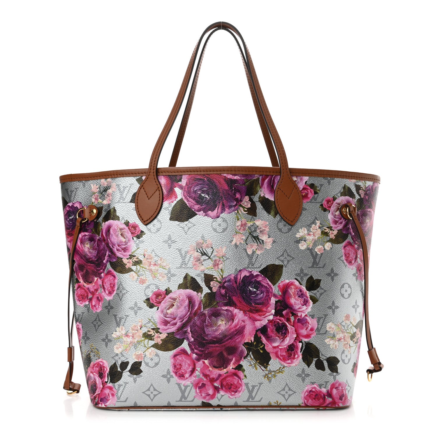 Louis Vuitton Metallic Monogram LV Garden Neverfull MM Silver 1 of 15