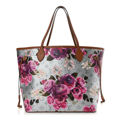 Louis Vuitton Metallic Monogram LV Garden Neverfull MM Silver 1 of 15