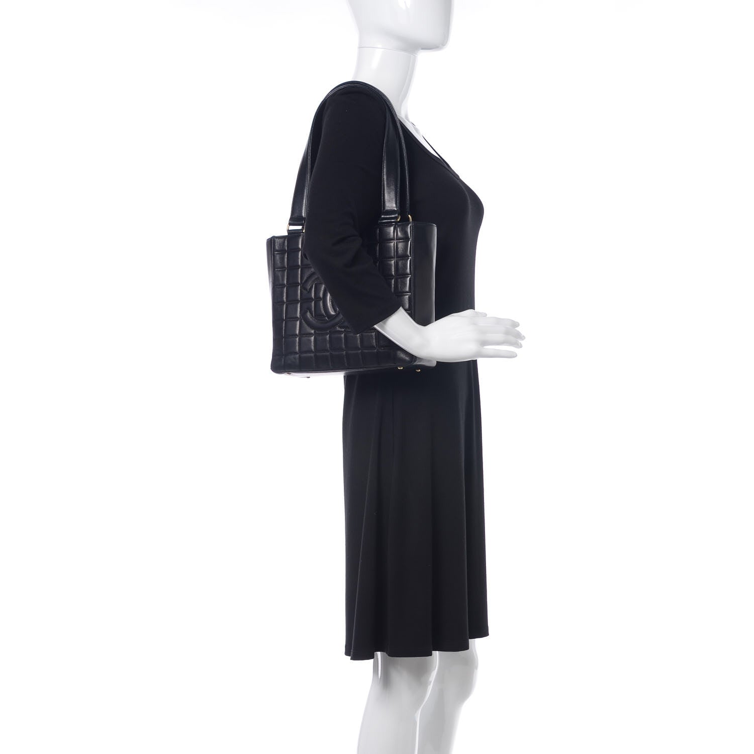 Chanel Lambskin Quilted Chocolate Bar Tote Black 2 of 15