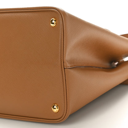 Prada Saffiano Cuir Large Double Bag Caramel Fuoco 10 of 11