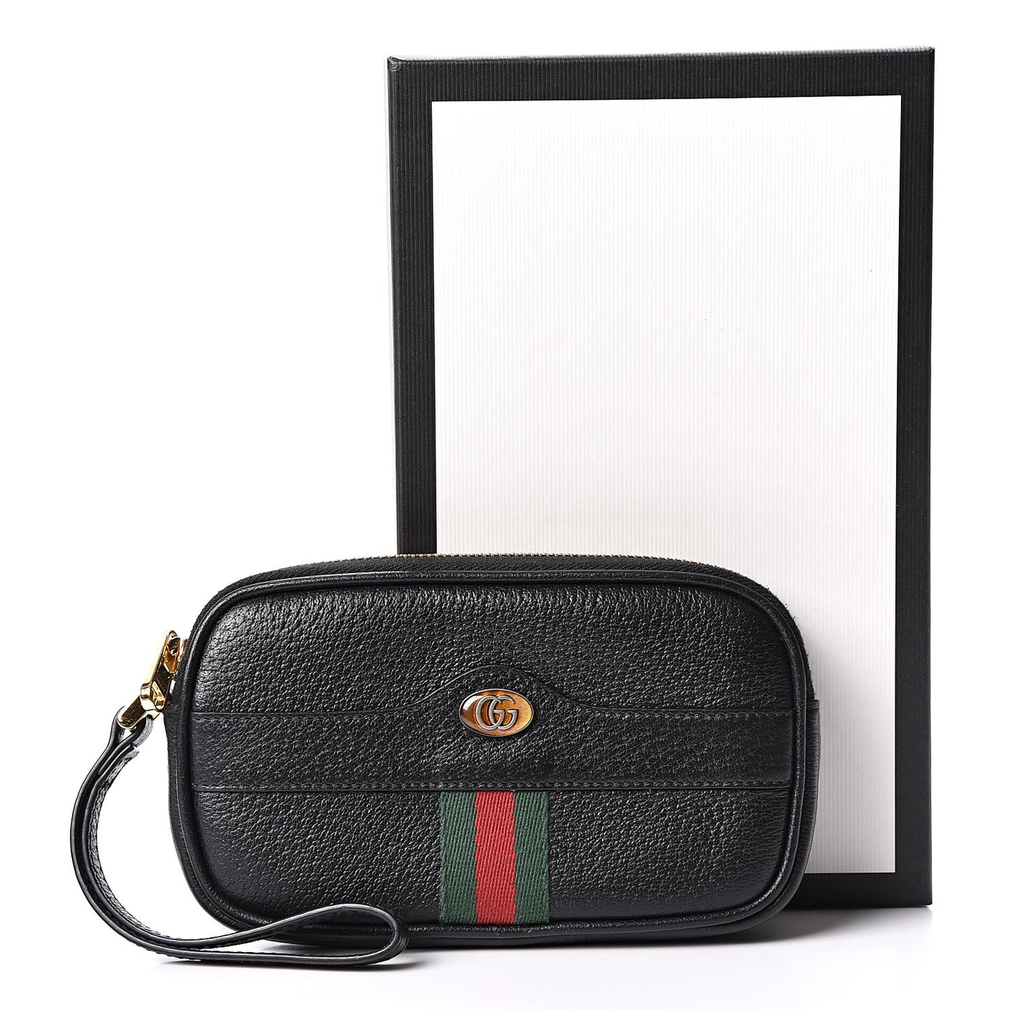 Calfskin Ophidia Phone Case Wristlet Black