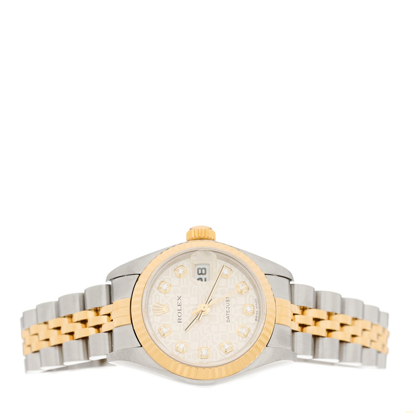 Stainless Steel 18K Yellow Gold Diamond 26mm Oyster Perpetual Datejust Watch Silver Jubilee 79173