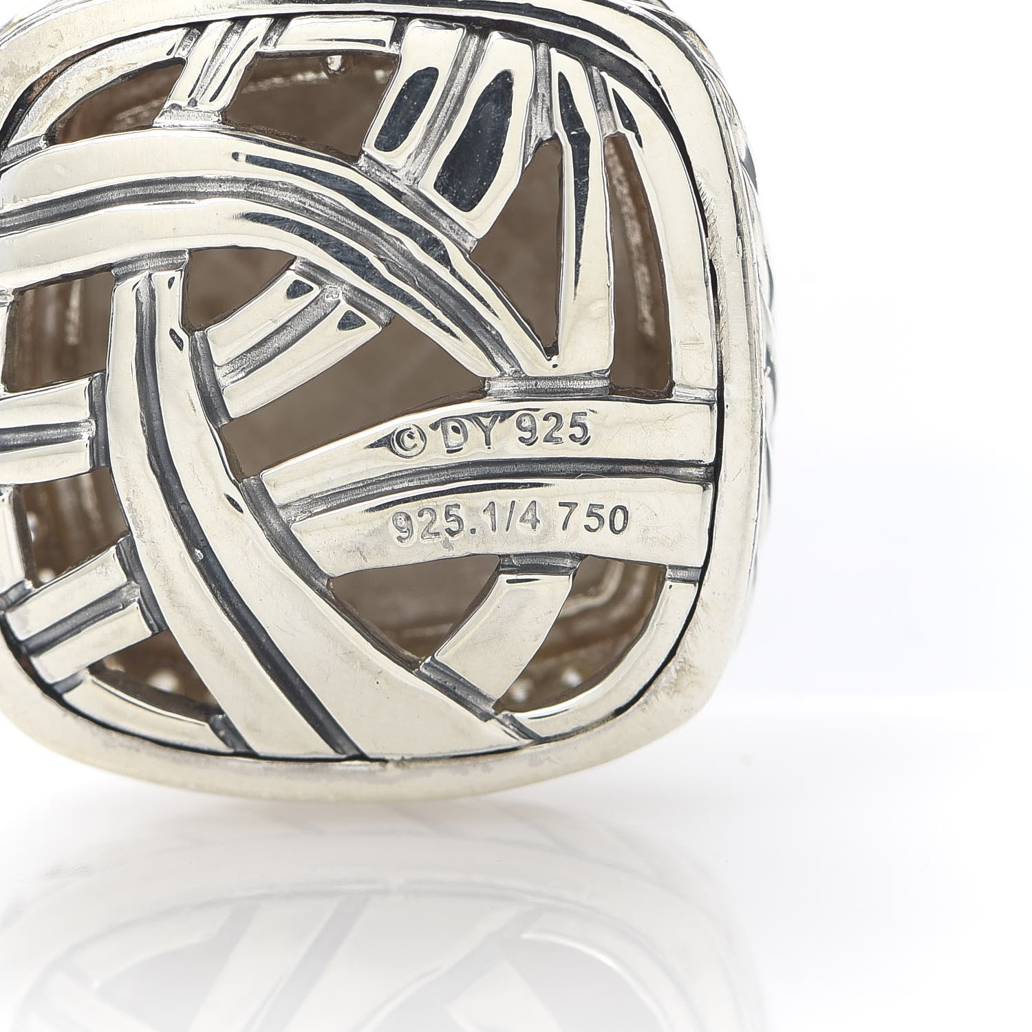 David Yurman Sterling Silver 18K Yellow Gold Diamond 14mm Albion Enhancer Pendant 3 of 3