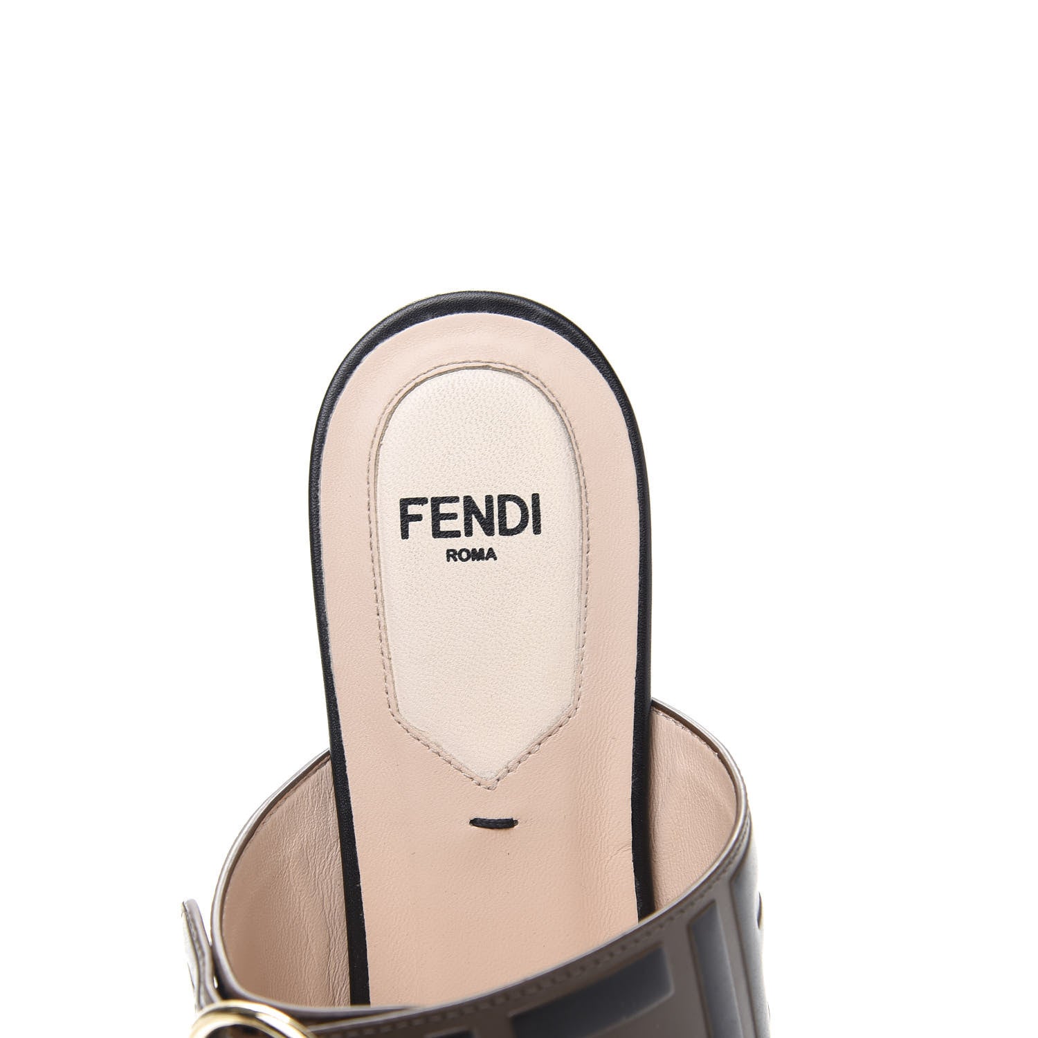 Fendi Vitello FF Embossed Buckle Flat Mules 35.5 Maya Black 6 of 8