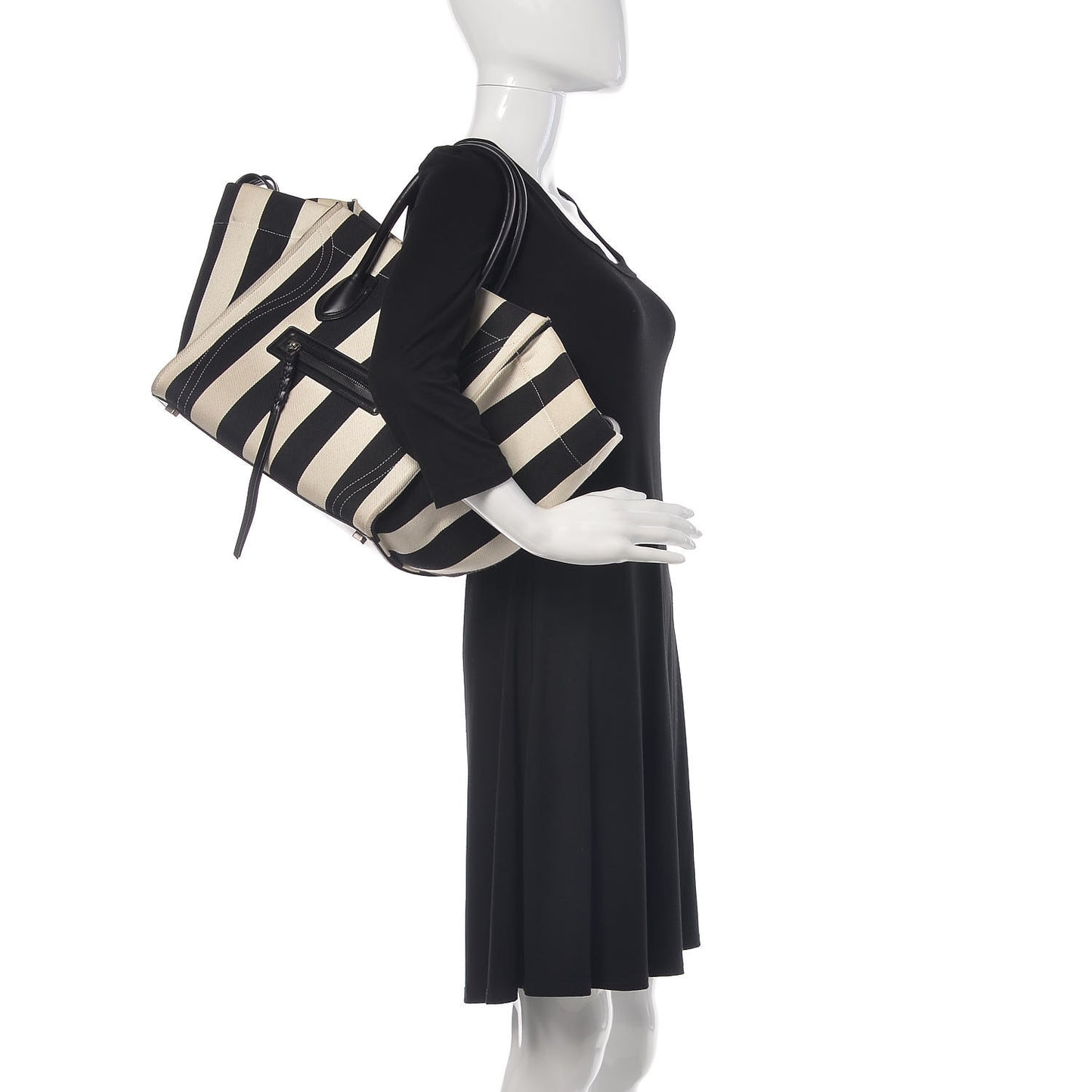 Cotton Canvas Striped Medium Phantom Luggage White Black