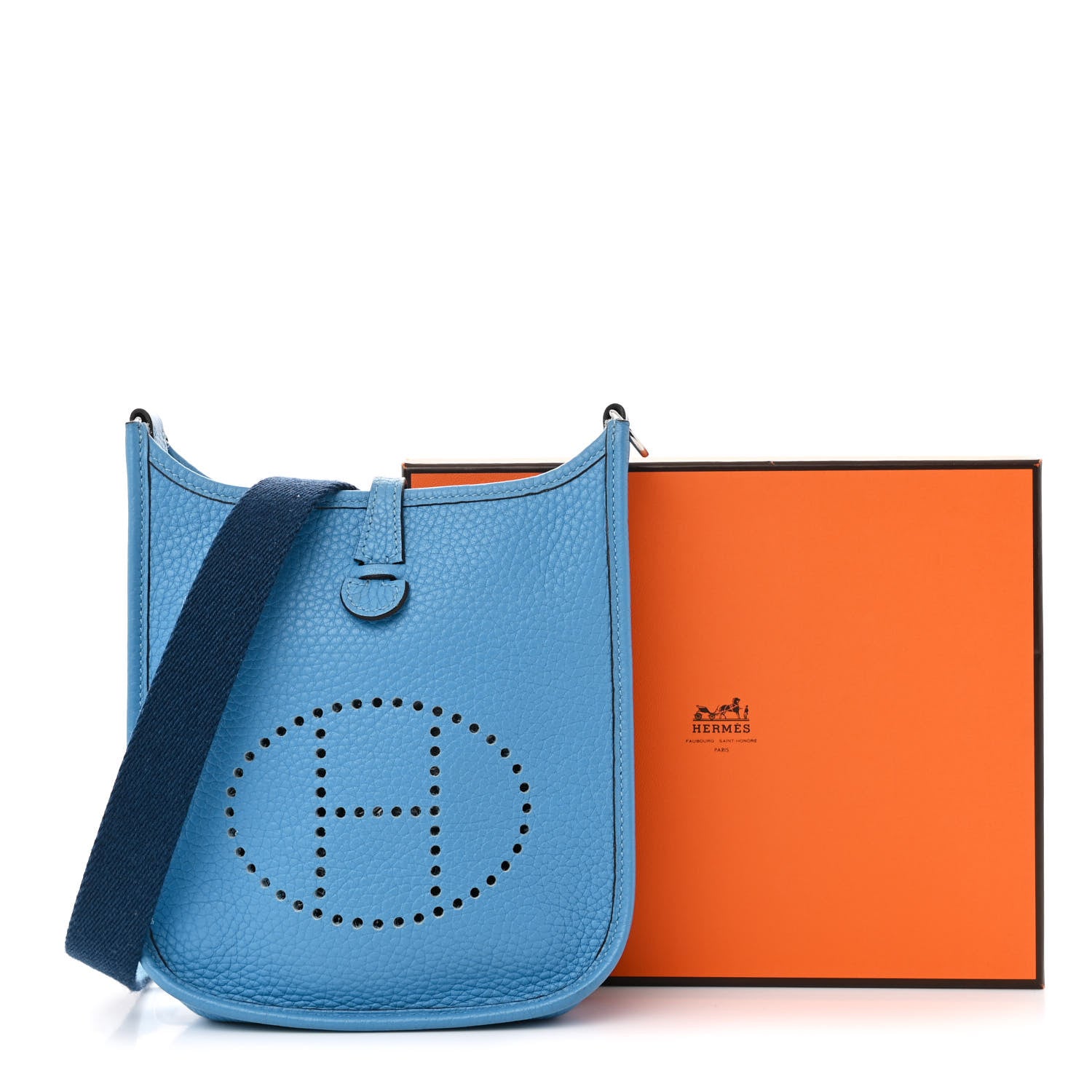 Hermes Taurillon Clemence Amazone Evelyne TPM Bleu Paradis Bleu Saphir 11 of 11