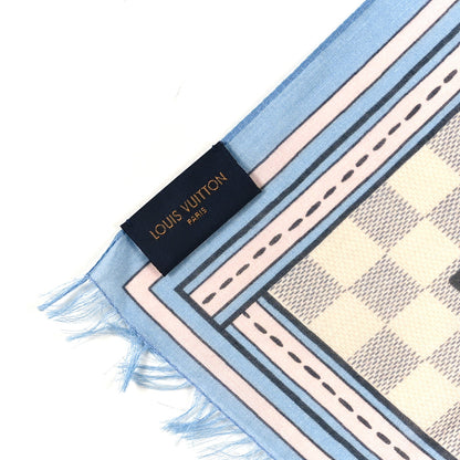 Louis Vuitton Cotton Damier Azur Straps Stole 4 of 4