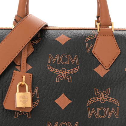 MCM Maxi Visetos Medium Ella Boston Bag Black Cognac 8 of 11