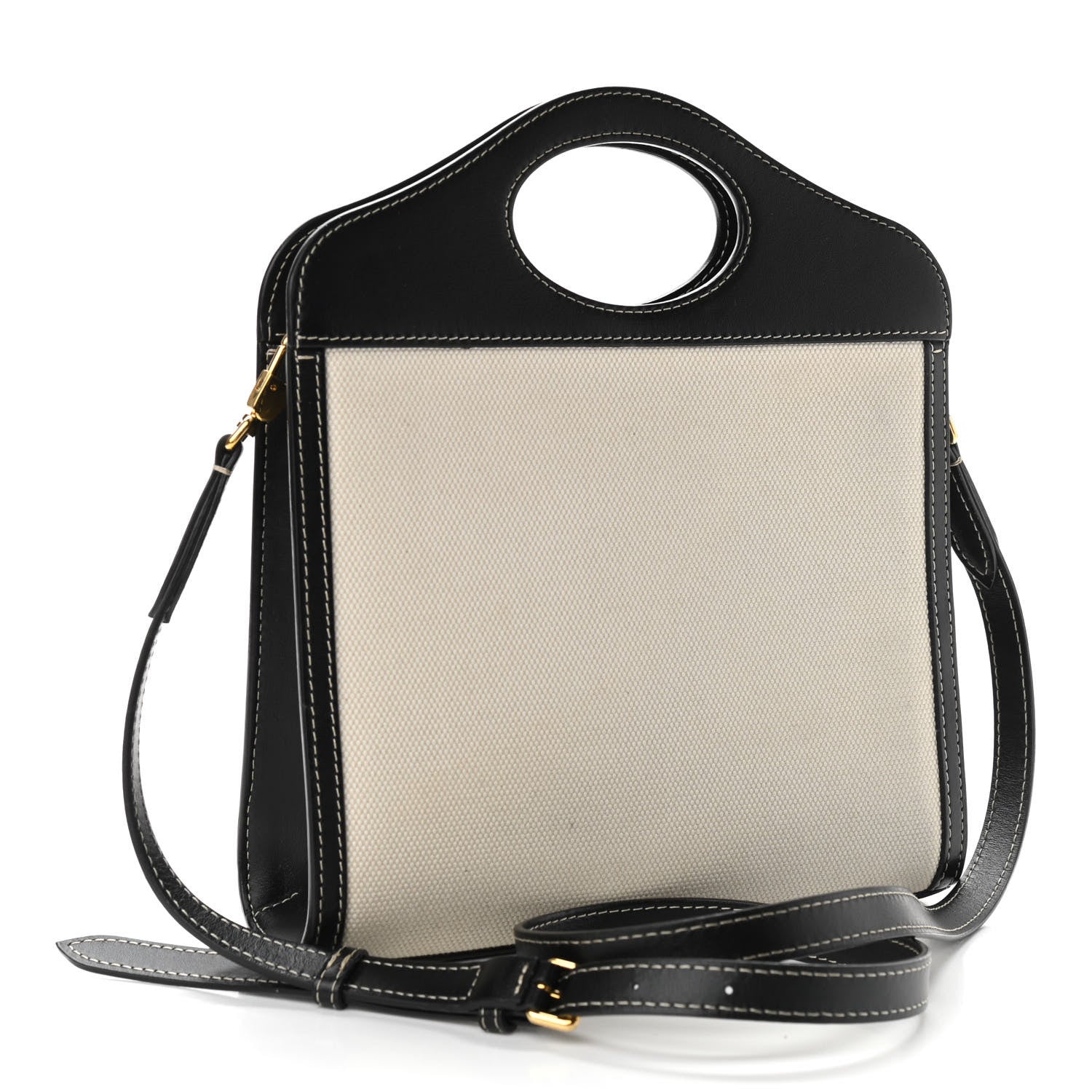Burberry Canvas Smooth Calfskin Two Tone Mini Pocket Bag Black 2 of 14