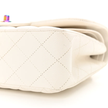 Chanel Caviar Quilted Rainbow CC Small Double Flap White 10 of 13