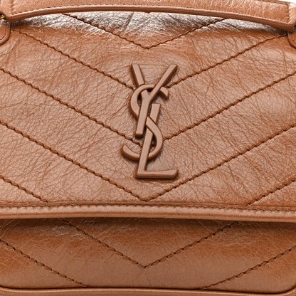 Saint Laurent Crinkled Calfskin Matelasse Monogram Baby Niki Chain Satchel Light Caramel 7 of 10