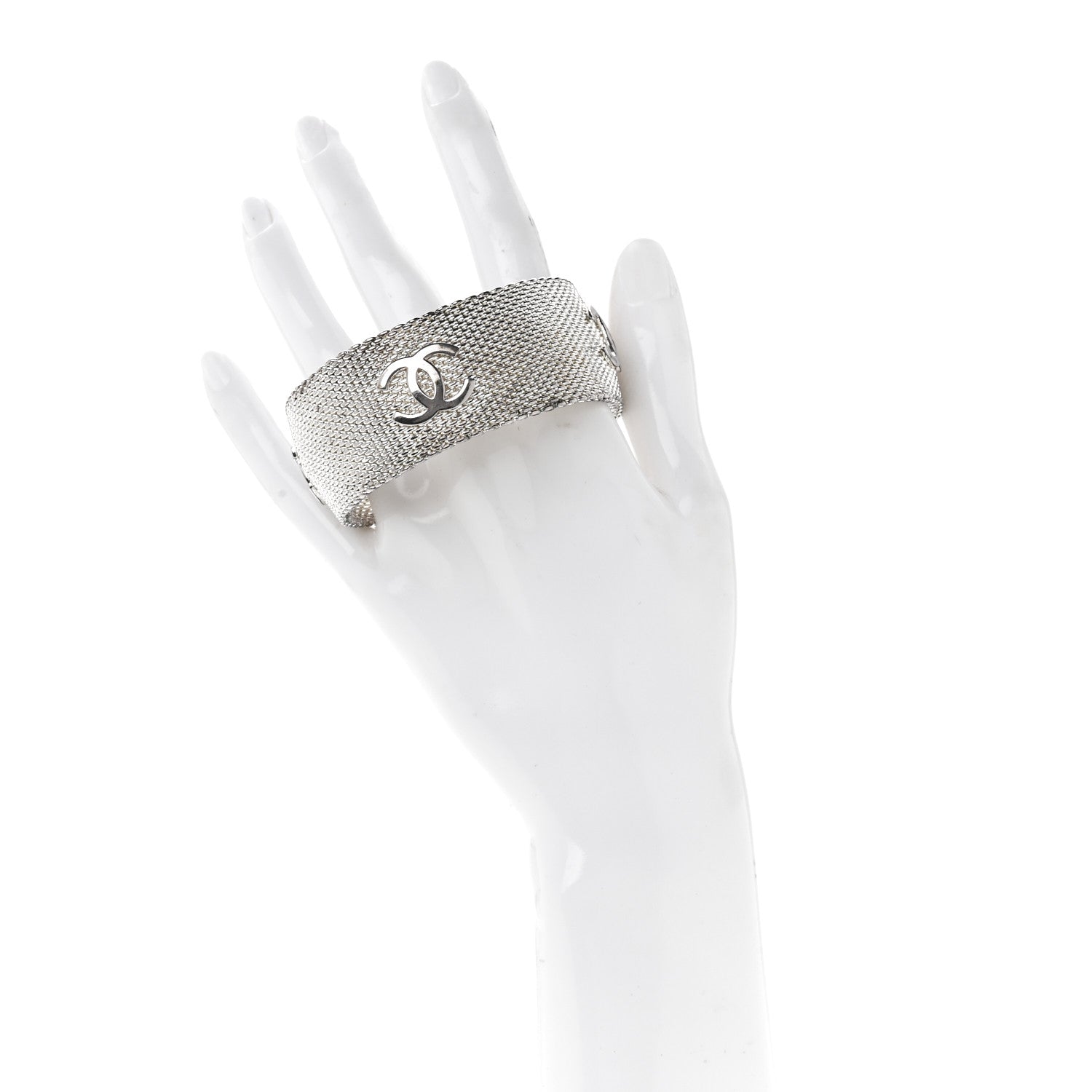 Chanel Metal Mesh CC Bracelet Silver 2 of 6