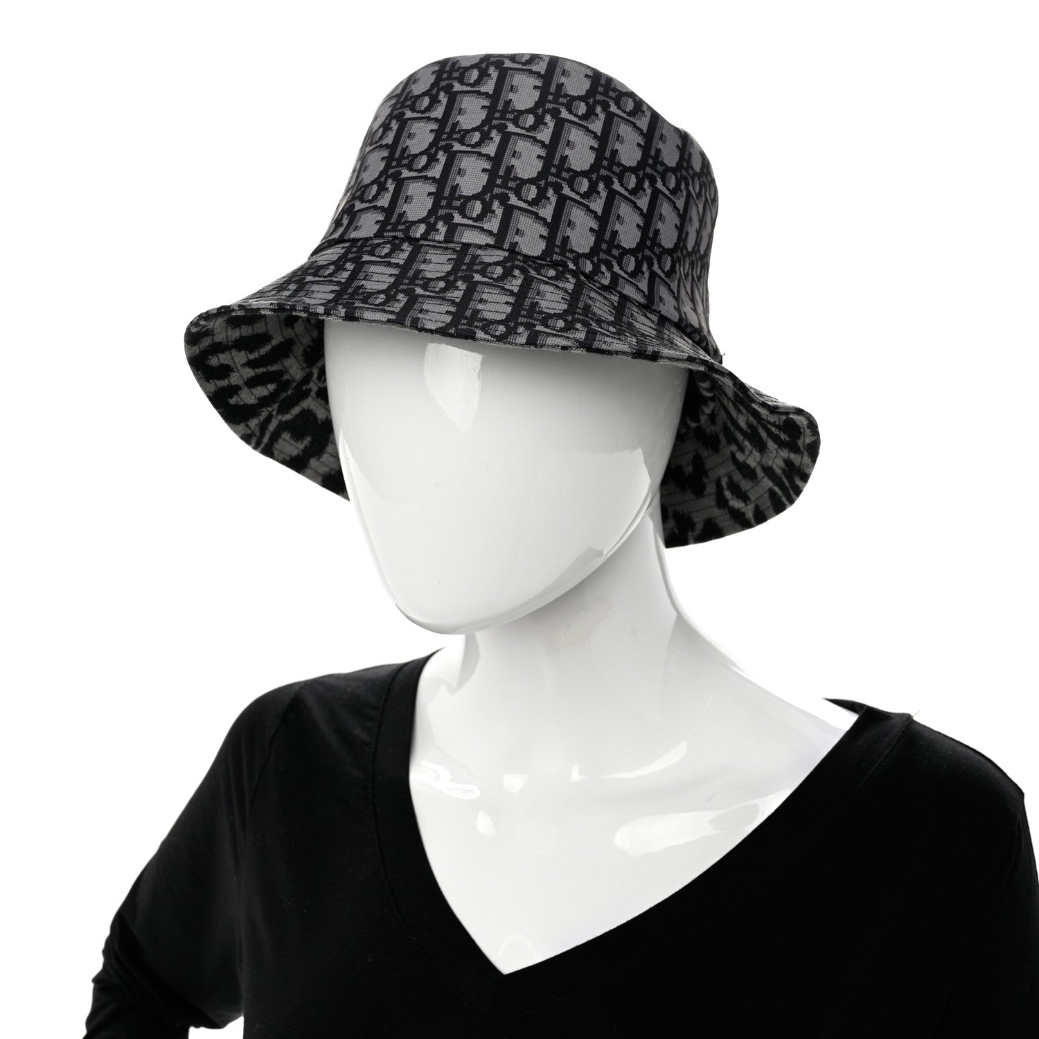 Christian Dior Oblique Reversible Leopard Bucket Hat 56 Grey 9 of 14