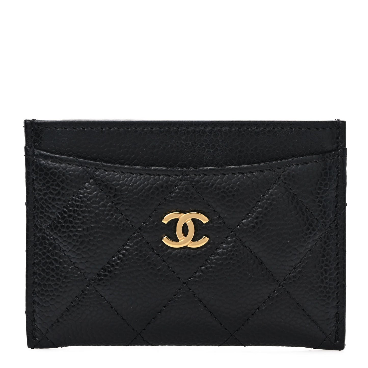 Caviar Quilted Card Holder Black