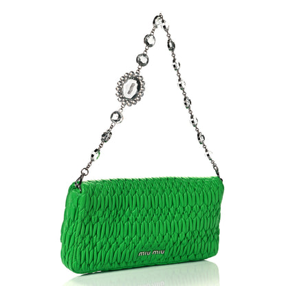 Miu Miu Nappa Matelasse Crystal Flap Clutch Green 2 of 8