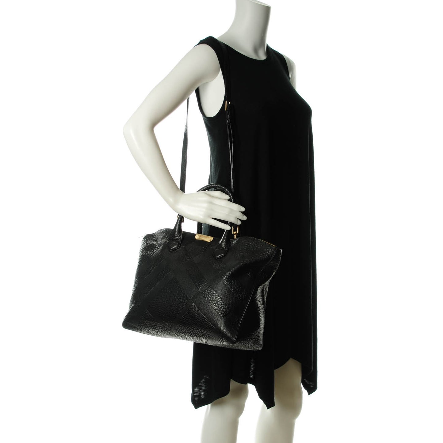 Heritage Grain Check Embossed Medium Dewsbury Tote Black