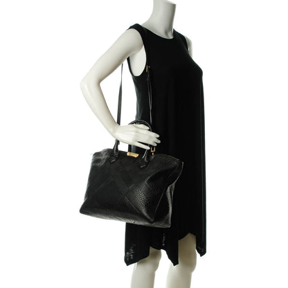 Burberry Heritage Grain Check Embossed Medium Dewsbury Tote Black 2 of 8
