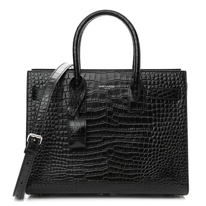 Saint Laurent Calfskin Crocodile Embossed Baby Sac De Jour Black 1 of 9