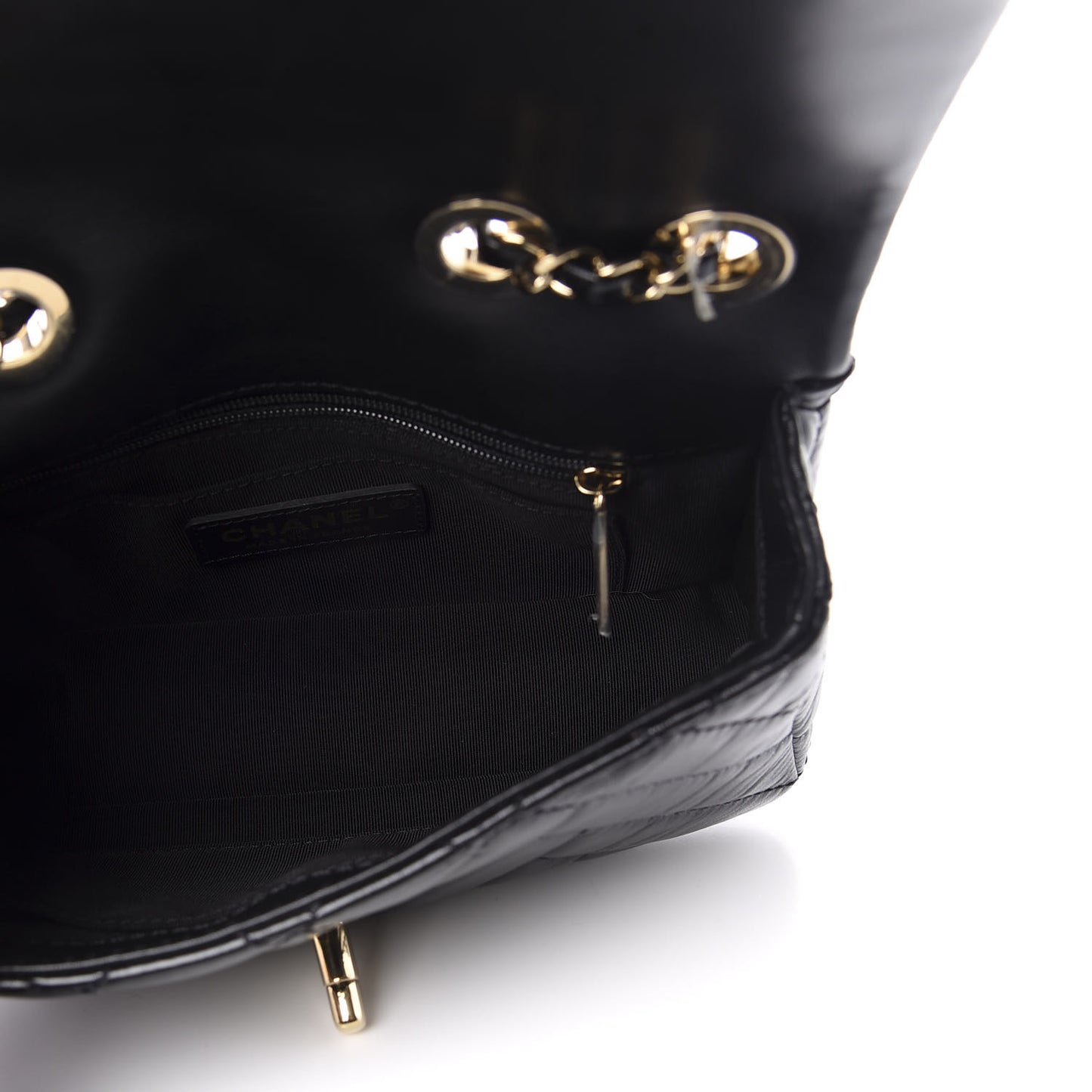 Shiny Lambskin Quilted Small Montcoco Flap Black