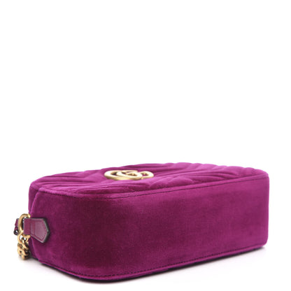 Gucci Velvet Matelasse Small GG Marmont Chain Shoulder Bag Fuchsia Violet Cyclamen 4 of 10