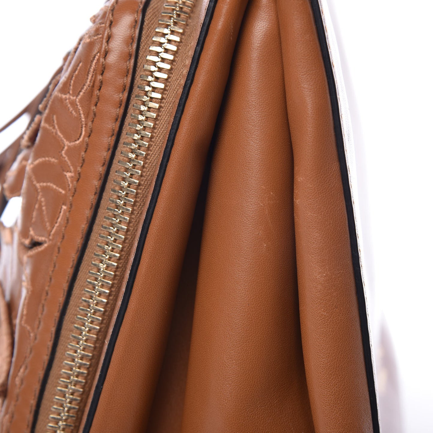 Vitello Lace Demetra Satchel Cognac