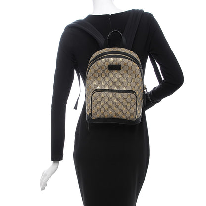 Gucci GG Supreme Monogram Bees Print Small Day Backpack Beige Oro Black 2 of 8