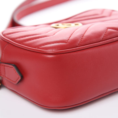Gucci Calfskin Matelasse Mini GG Marmont Chain Shoulder Bag Hibiscus Red 8 of 11