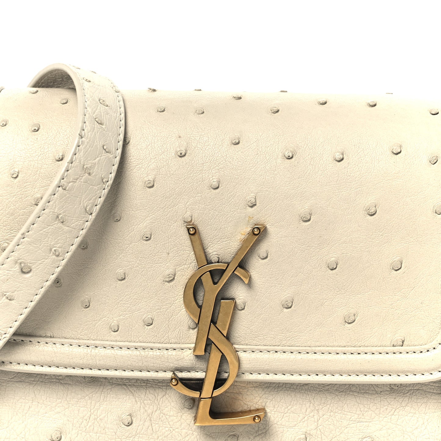 Ostrich Small Solferino Satchel Crema Soft