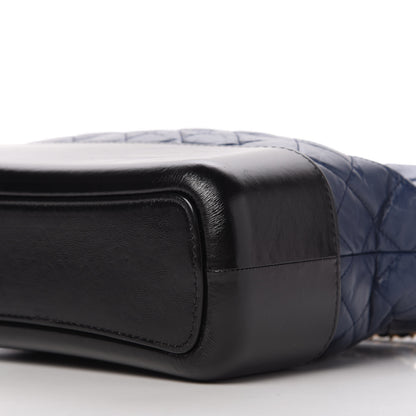 Chanel Aged Calfskin Quilted Medium Gabrielle Hobo Navy Black 7 of 10