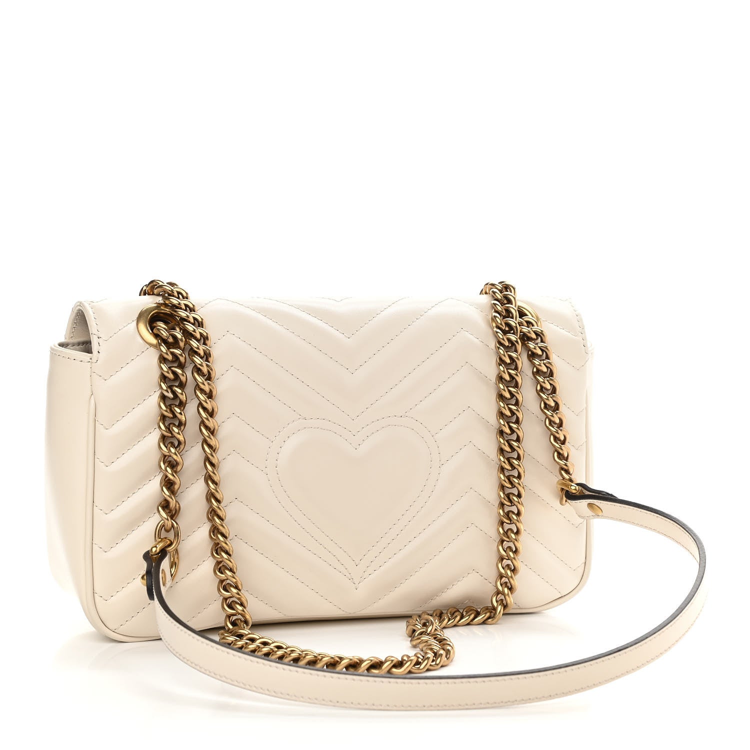 Gucci Calfskin Matelasse Small GG Marmont Shoulder Bag White 3 of 11