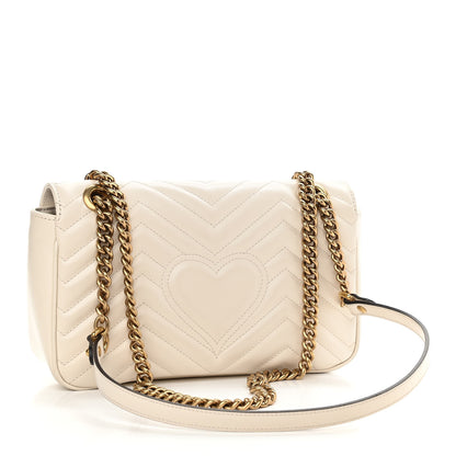 Gucci Calfskin Matelasse Small GG Marmont Shoulder Bag White 3 of 11