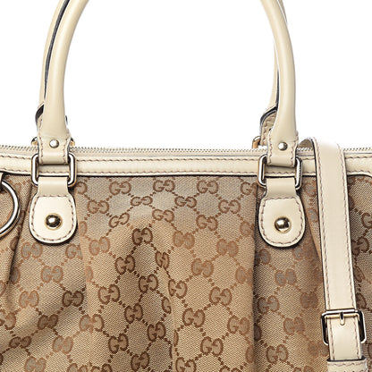 Gucci Monogram Margaux Calfskin Medium Sukey Top Handle Bag Beige Ebony Mystic White 11 of 11