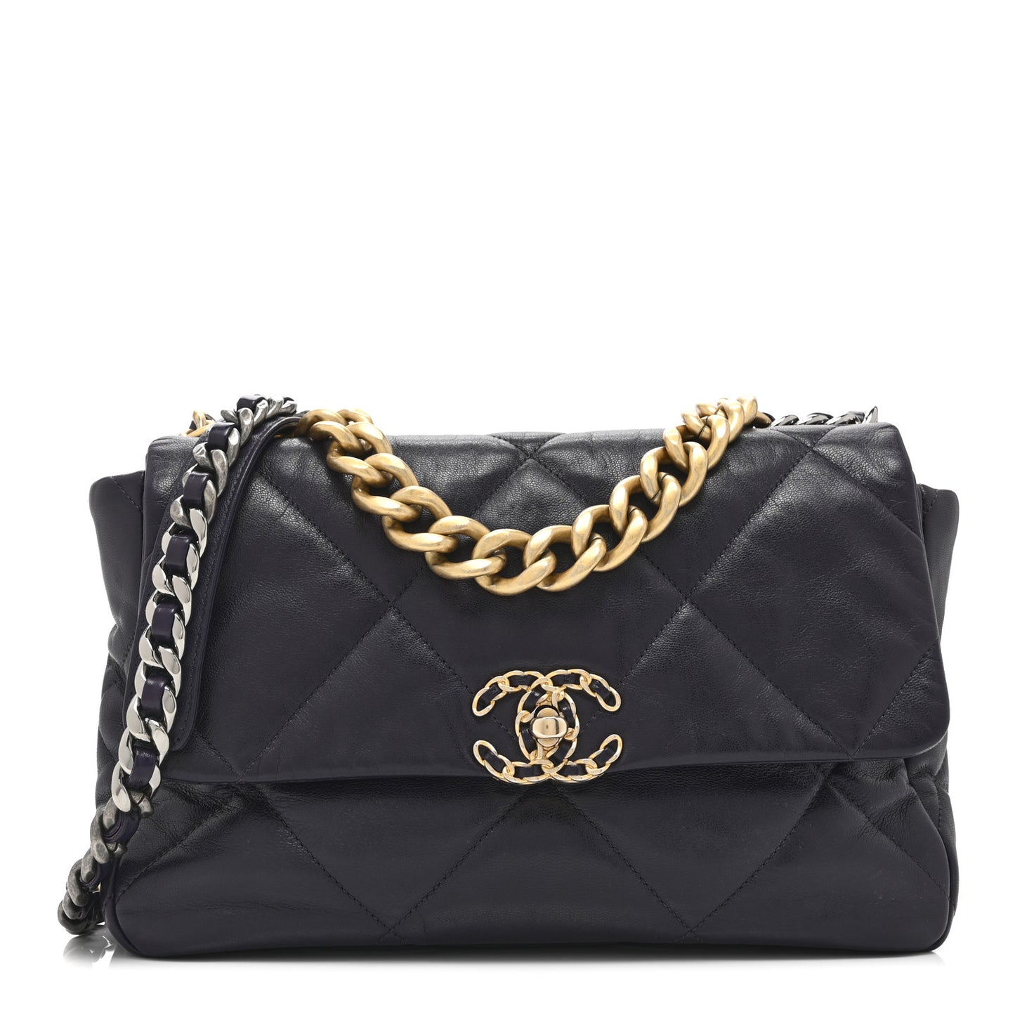 Goatskin Quilted Large Chanel 19 Flap Puple