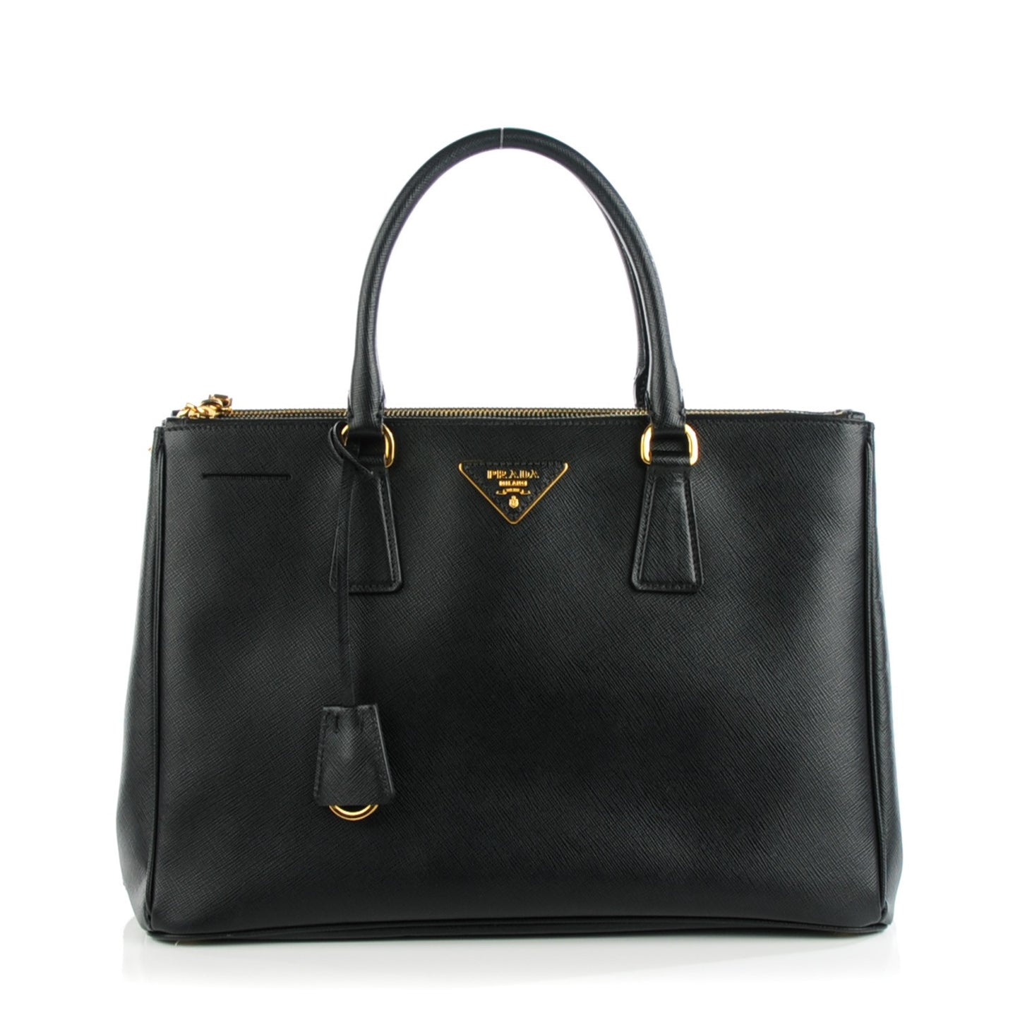 Saffiano Medium Galleria Double Zip Tote Black