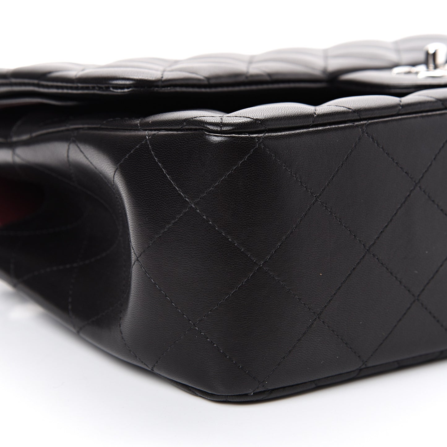 Lambskin Quilted Jumbo Double Flap Black