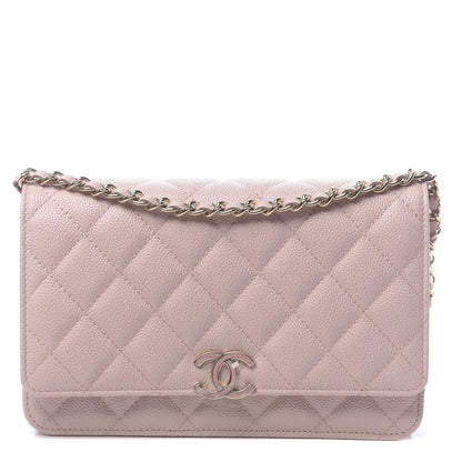 Chanel Caviar Quilted Enamel Wallet on Chain WOC Light Pink 1 of 12