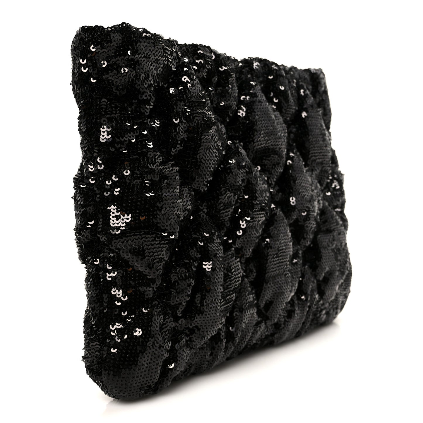 Sequins Quilted Large Chanel 19 Pouch Black