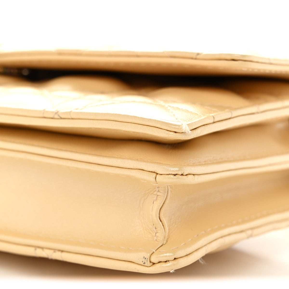 Metallic Lambskin Cannage Mini My Dior Bag Beige