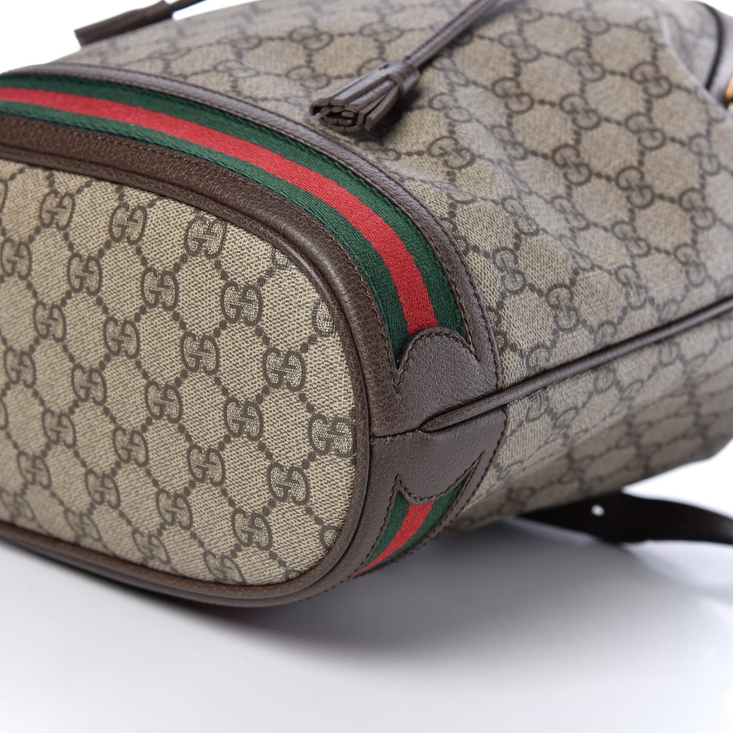 GG Supreme Monogram Web Ophidia Bucket Bag Brown