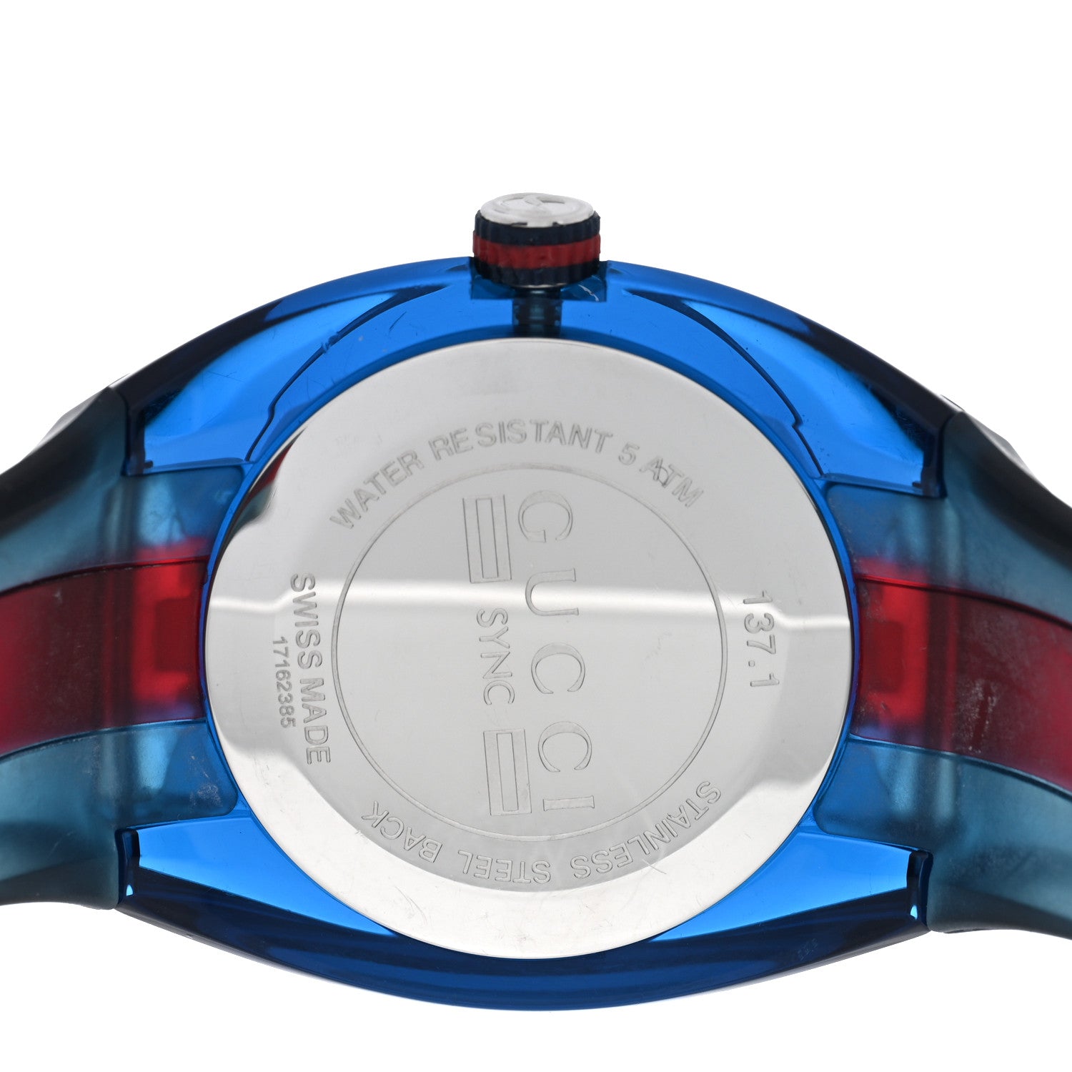 Gucci Stainless Steel Rubber 46mm Sync Web Quartz Watch Blue 4 of 4