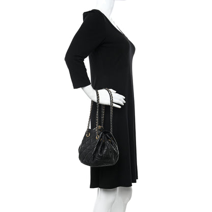 Chanel Lambskin Quilted Drawstring Bag Black 2 of 11