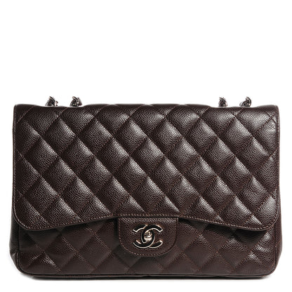 Chanel Caviar Quilted Jumbo Single Flap Dark Brown 1 of 10