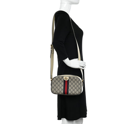 Gucci GG Supreme Monogram Textured Calfskin Web Small Ophidia Camera Bag Beige Ebony Mystic White 2 of 9