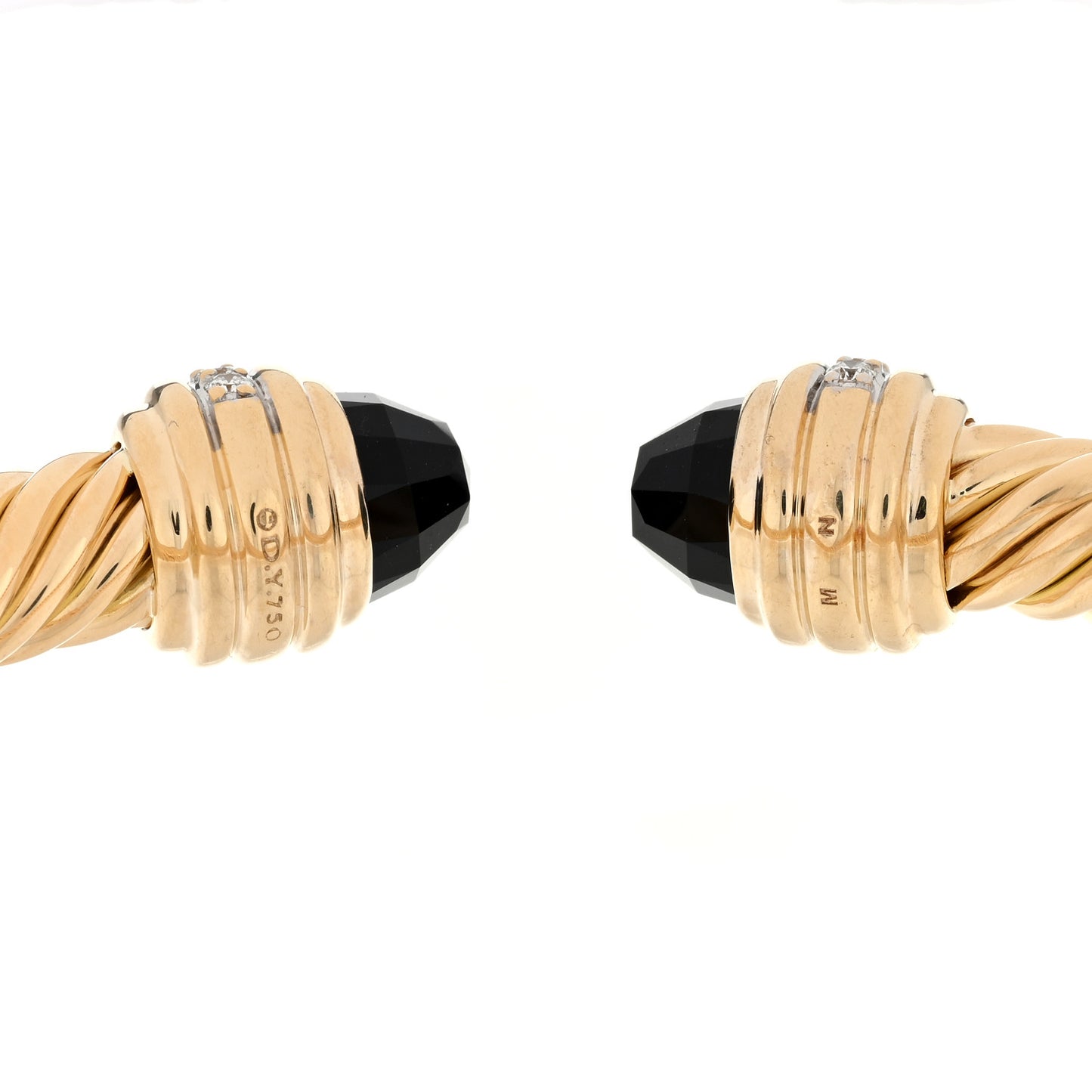 18K Yellow Gold Diamond Black Onyx 7mm Cablespira Bracelet